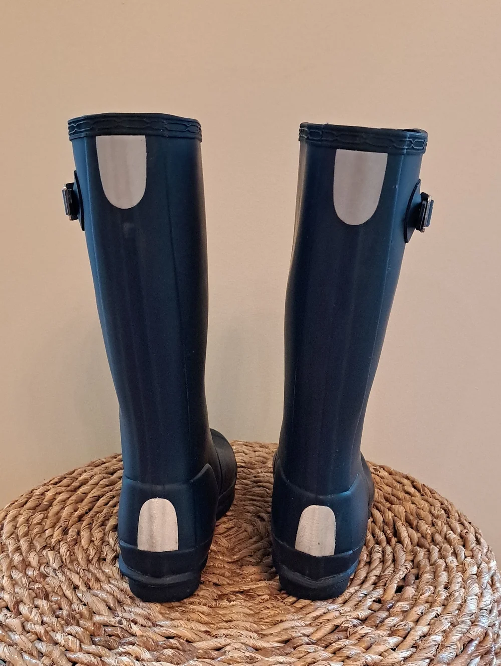 Hunter Youth Unisex Wellie Rain/Outdoor Tall Preppy Navy Rubber Boots G3/B2